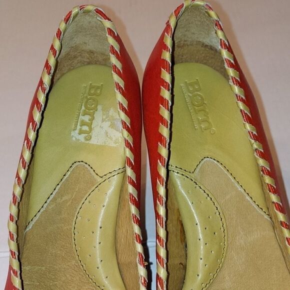 Born Red Bow Peep Toe Chunky Heels Sz 9 - Picture 5 of 9